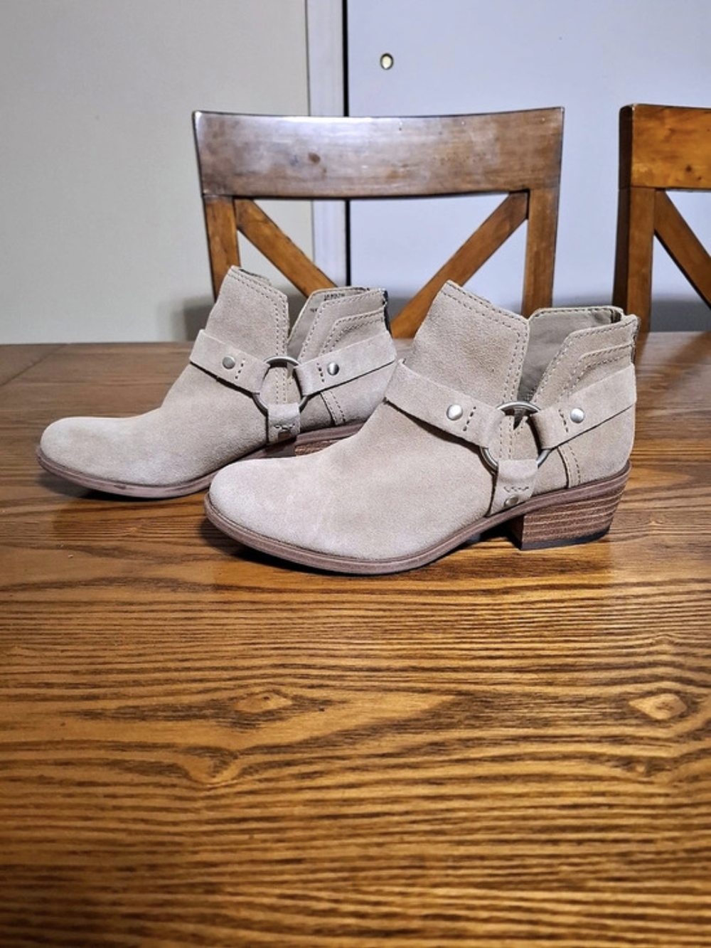 Lucky Brand K-BOLTIN Leather Ankle Boots Beige US 6M NWT